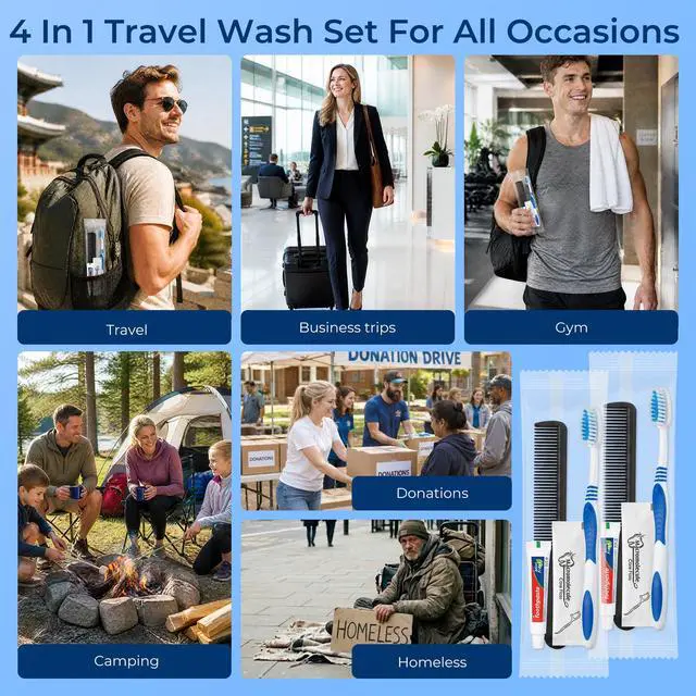 Alt view image 6 of 7 - Travel Toothbrush with Toothpaste, Independent Packaging (30-Pack) | Hygiene Kit Bulk with Disposable Toothbrush, 10g Mini Toothbrush, Floss Picks, Comb, Suitable for Travel, Family, Hotel