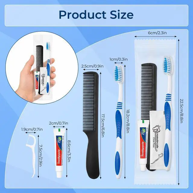 Alt view image 7 of 7 - Travel Toothbrush with Toothpaste, Independent Packaging (30-Pack) | Hygiene Kit Bulk with Disposable Toothbrush, 10g Mini Toothbrush, Floss Picks, Comb, Suitable for Travel, Family, Hotel