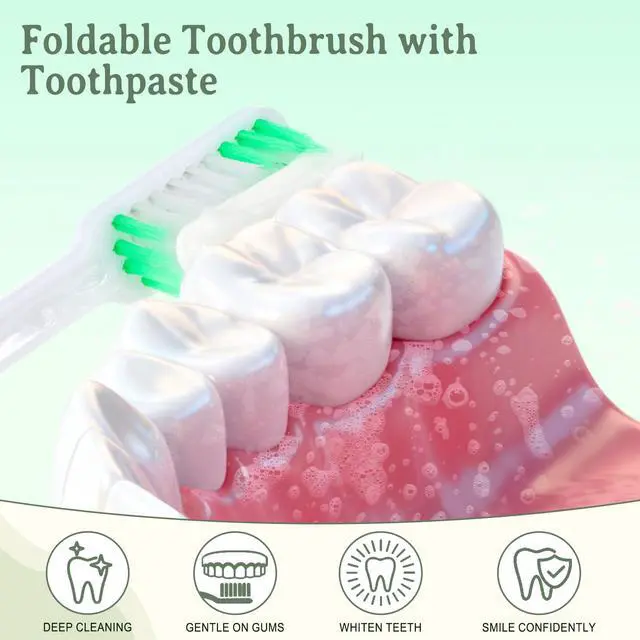 Alt view image 5 of 7 - Travel Toothbrush, Toothbrush and Toothpaste Travel Set, Individually Packaged, Includes Storage Case, Foldable Design, 5 Colors, Ideal for Business Trips, and Hotels (20-Pack)