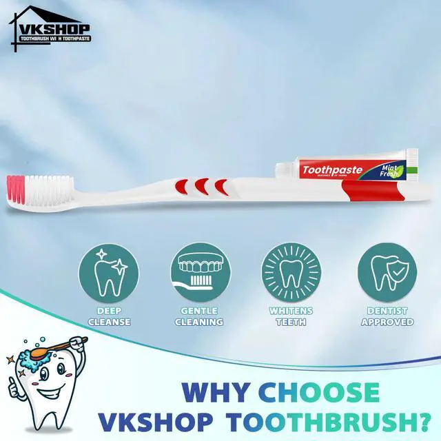 Alt view image 3 of 7 - 100 Pack Disposable Toothbrush with Toothpaste Set, Individually Wrapped Travel Toothbrushes for Adults & Kids, Portable Soft Bristle Kit for Camping, Hotel, Emergency Use (White, 5g)