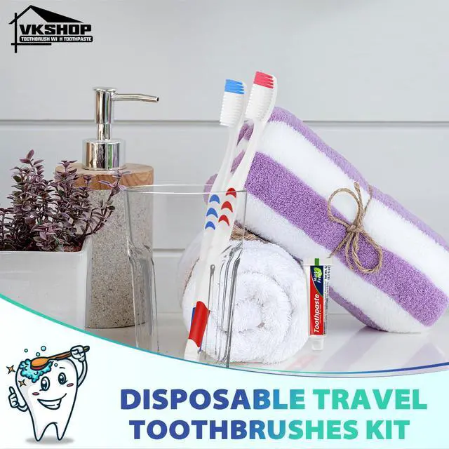 Alt view image 6 of 7 - 100 Pack Disposable Toothbrush with Toothpaste Set, Individually Wrapped Travel Toothbrushes for Adults & Kids, Portable Soft Bristle Kit for Camping, Hotel, Emergency Use (White, 5g)