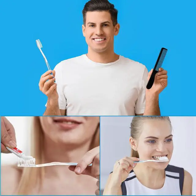 Alt view image 4 of 7 - 50 Sets Disposable Toothbrush Floss Comb Kits Individually Wrapped | Includes Toothpaste Floss Comb, for Travel Hotel Shelter Nursing Home Charity, Portable Hygiene Care Package Essentials Bulk