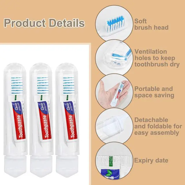 Alt view image 5 of 6 - Travel Toothbrush, Toothbrush and Toothpaste, Individually Packaged with Storage Box, Foldable Storage, is Suitable for Travel, Camping, Business Trip (PACK-50)