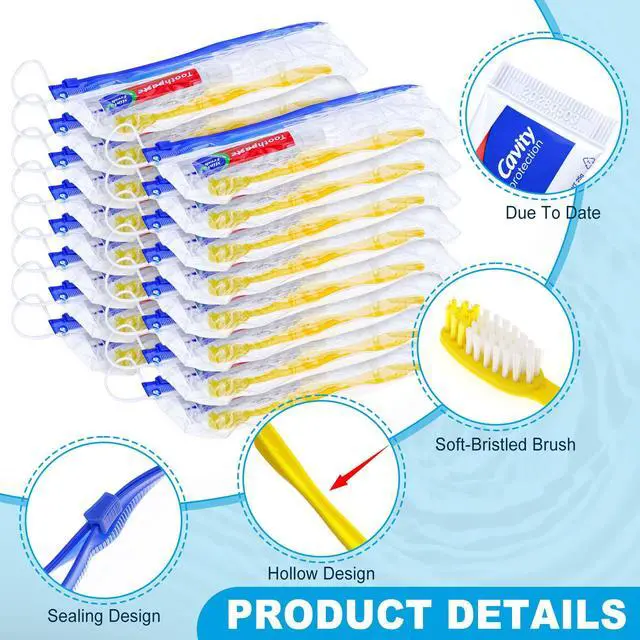 Alt view image 7 of 7 - 30 pcs Disposable Toothbrushes with Toothpaste,Travel Size Toothbrush Kit | 3-in-1 Single Use Toothbrush with Toothpaste Built in with Floss,Cover,Zip Bag for Homeless,Hotel,Guest