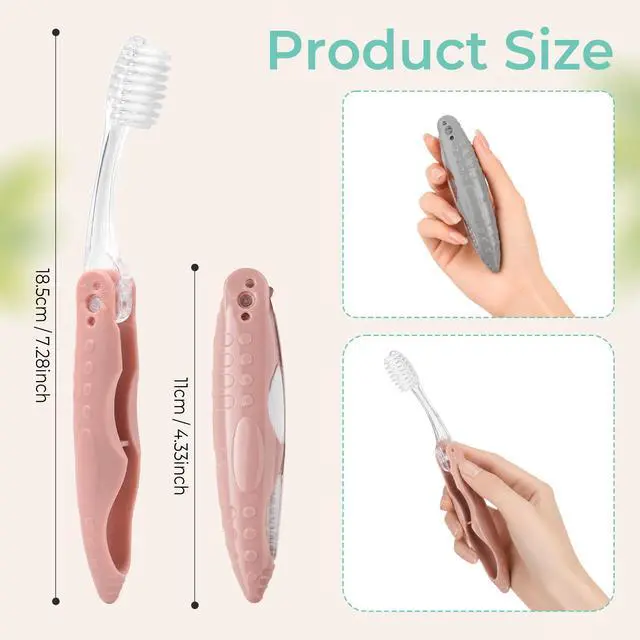 Alt view image 7 of 7 - Travel Toothbrush and Toothpaste, Individually Packaged (50-Pack) | Travel Toothbrush Set, Foldable For Easy Storage, Available In Gray And Pink, Ideal For Travel, Hotels, And Camping