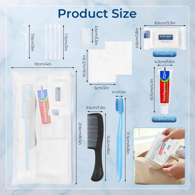 Alt view image 2 of 7 - 20 Packs Disposable Toothbrush Kit, Bulk Toiletries Kit | Toothpaste, Comb, Soap and Vanity Kit, Bulk Travel Oral Care Set for Hotel, Airbnb, Camping, Homeless Care, Charity Donation