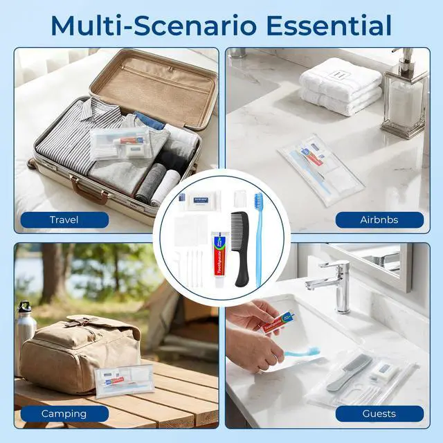 Alt view image 7 of 7 - 20 Packs Disposable Toothbrush Kit, Bulk Toiletries Kit | Toothpaste, Comb, Soap and Vanity Kit, Bulk Travel Oral Care Set for Hotel, Airbnb, Camping, Homeless Care, Charity Donation