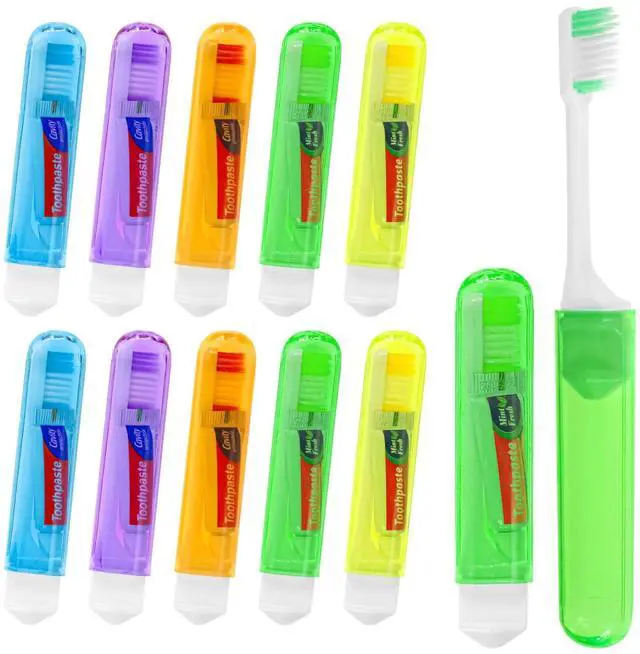 Main image of Travel Toothbrush, Toothbrush and Toothpaste Travel Set, Individually Packaged, Includes Storage Case, Foldable Design, 5 Colors, Ideal for Business Trips, and Hotels (10-Pack)