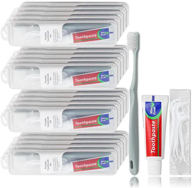 Main image of Toothbrush Travel kit, Portable Toothbrush kit (10-Pack) | Comes with travel toothbrushes, 25g travel toothpaste, 5 floss picks, travel toothbrush holder, suitable for travel, hotels