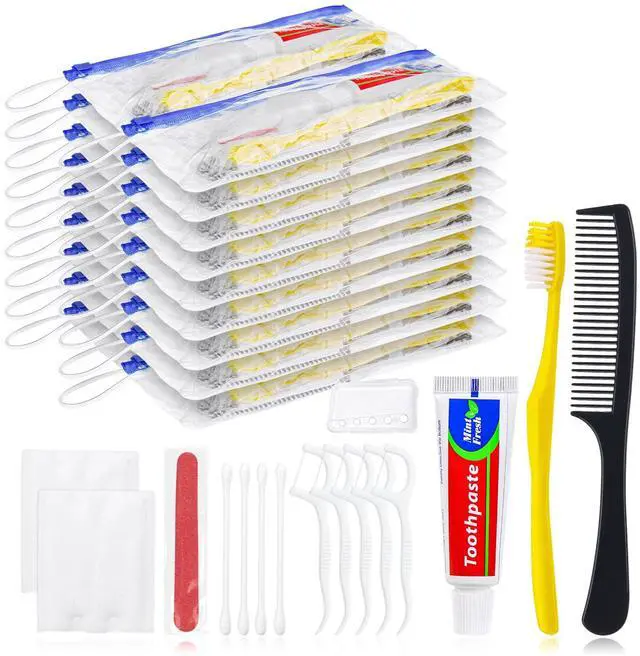 Main image of 30 Set Personal Hygiene Kit Bulk,Disposable Toothbrushes with Toothpaste | 7-in-1 Travel Toiletry Kit,Homeless Care Package Supplies Bulk for Charity,Guests,Hotel,Church