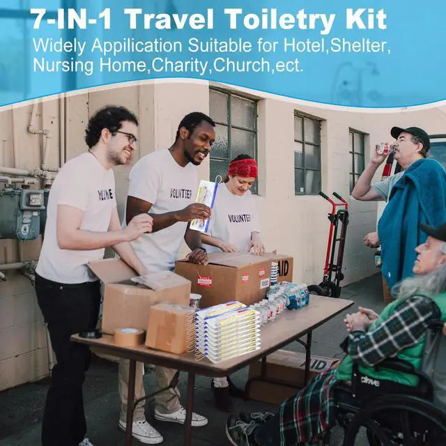 Alt view image 3 of 7 - 30 Set Personal Hygiene Kit Bulk,Disposable Toothbrushes with Toothpaste | 7-in-1 Travel Toiletry Kit,Homeless Care Package Supplies Bulk for Charity,Guests,Hotel,Church