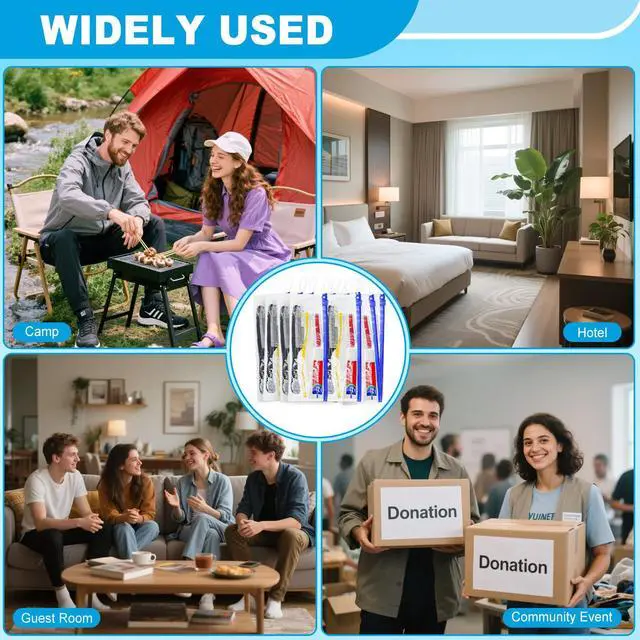 Alt view image 5 of 7 - 30 Set Personal Hygiene Kit Bulk,Disposable Toothbrushes with Toothpaste | 7-in-1 Travel Toiletry Kit,Homeless Care Package Supplies Bulk for Charity,Guests,Hotel,Church