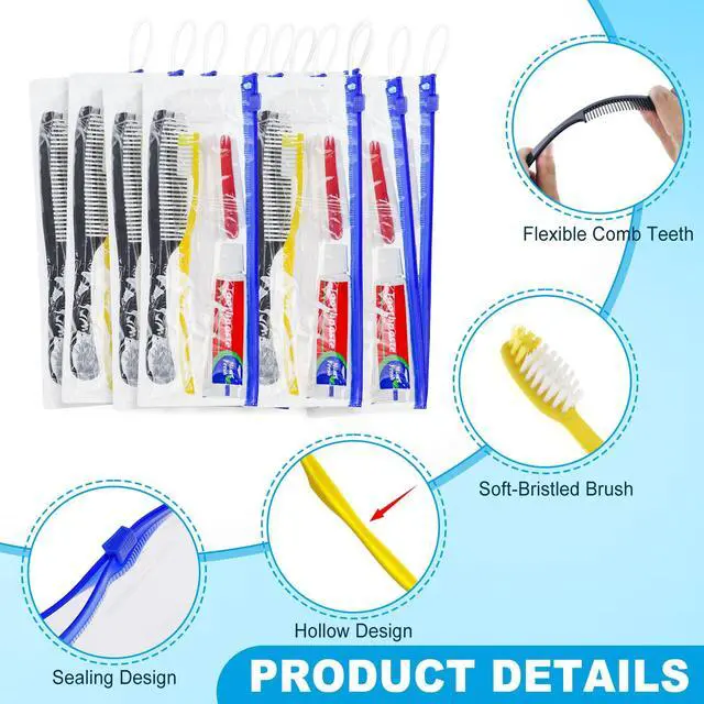 Alt view image 7 of 7 - 30 Set Personal Hygiene Kit Bulk,Disposable Toothbrushes with Toothpaste | 7-in-1 Travel Toiletry Kit,Homeless Care Package Supplies Bulk for Charity,Guests,Hotel,Church