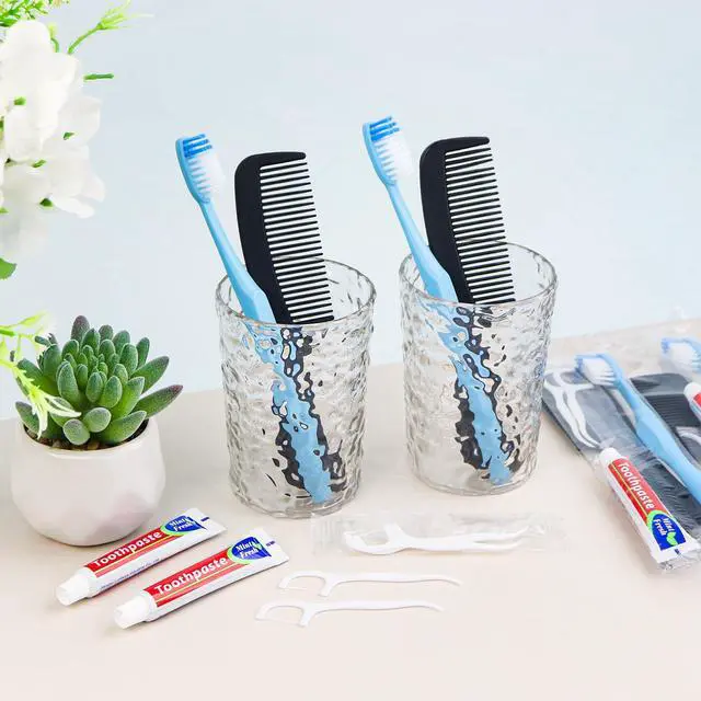 Alt view image 4 of 7 - 10 Sets Disposable Toothbrushes with Toothpaste Floss Comb Individually Wrapped, Disposable Toothbrush Bulk, 10g Toothpaste,Dental Floss,6in Comb Bulk Toothbrush Kit for Homeless,Airbnb,Hotel