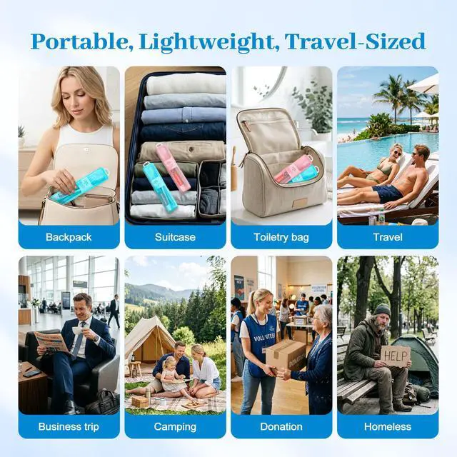 Alt view image 6 of 7 - Travel Toothbrush Kit Includes Travel-Sized Toothbrushes, 25g Travel Toothpaste, 5 Floss Picks, a Travel Toothbrush Holder, Ideal for Home, Hotels (Blue, Pink, 10-Pack)