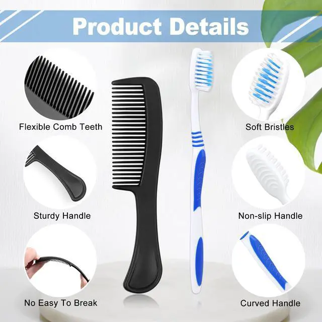 Alt view image 3 of 7 - Pack of 3 Hygiene Kit, Hygiene Kit Bulk, Individually Packed, Travel Hygiene Kit with Toothbrush, Toothpaste, Comb, Shampoo, Soap and Floss Picks, Home, Suitable for Hotel, Camping, Travel