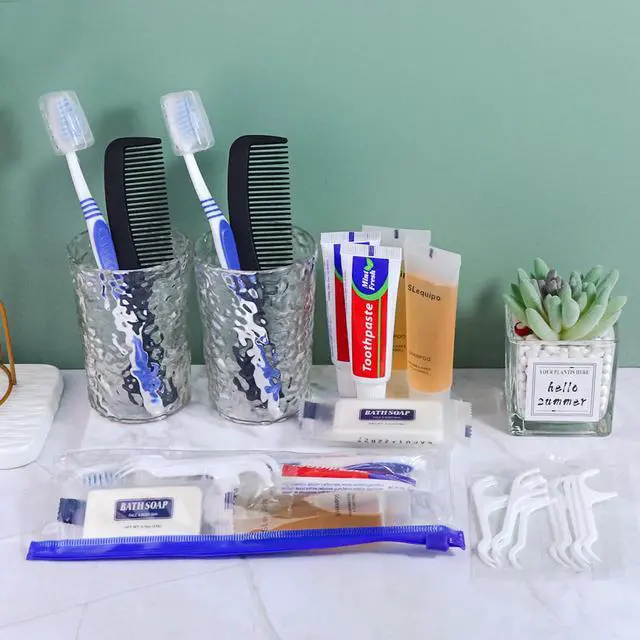 Alt view image 5 of 7 - Pack of 3 Hygiene Kit, Hygiene Kit Bulk, Individually Packed, Travel Hygiene Kit with Toothbrush, Toothpaste, Comb, Shampoo, Soap and Floss Picks, Home, Suitable for Hotel, Camping, Travel