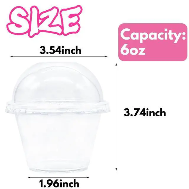 Alt view image 2 of 7 - Clear Plastic Cups with Lids,6 oz-50 Pack Mini Parfait Cups with Dome Lids(No Hole),Disposable Party Dessert Cups for Cold Drinks,Fruit,Cupcake,Ice Cream,Snack,Candy
