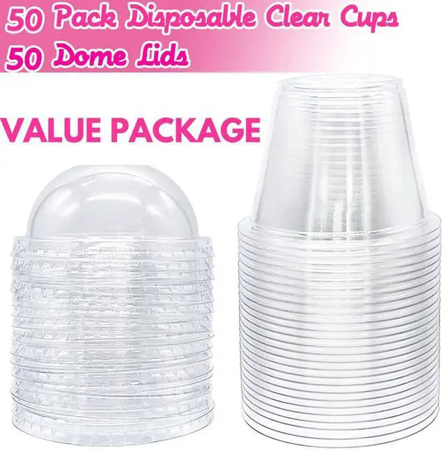 Alt view image 3 of 7 - Clear Plastic Cups with Lids,6 oz-50 Pack Mini Parfait Cups with Dome Lids(No Hole),Disposable Party Dessert Cups for Cold Drinks,Fruit,Cupcake,Ice Cream,Snack,Candy
