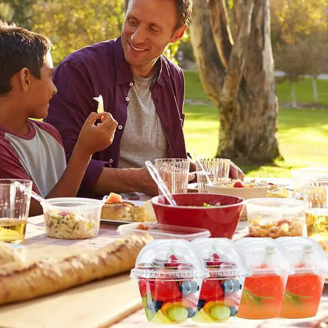 Alt view image 7 of 7 - Clear Plastic Cups with Lids,6 oz-50 Pack Mini Parfait Cups with Dome Lids(No Hole),Disposable Party Dessert Cups for Cold Drinks,Fruit,Cupcake,Ice Cream,Snack,Candy