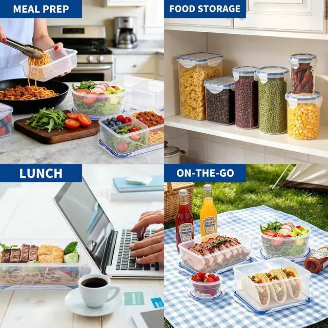Alt view image 6 of 6 - Small Food Storage Containers, BPA-Free Plastic, 4 Pack (0.75 Cup) | 4-Sided Airtight Locking Lids, Reusable, Leakproof for Snack, Lunch, Meal Prep, Portion Control & Purees, 6 oz