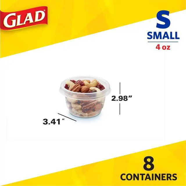 Alt view image 4 of 5 - GladWare Mini Round Food Storage Containers, 4 Oz, 8 Count | BPA-free, lock-tight seal for snacks, portion control, and on-the-go; reusable and stackable