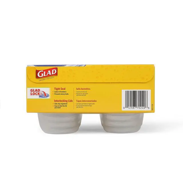Alt view image 5 of 5 - GladWare Mini Round Food Storage Containers, 4 Oz, 8 Count | BPA-free, lock-tight seal for snacks, portion control, and on-the-go; reusable and stackable