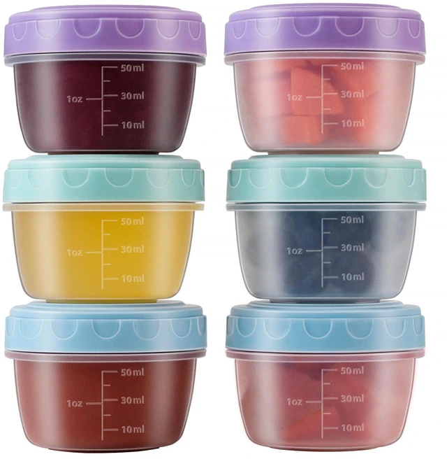 Main image of Salad Dressing Container to Go with lids Dishwasher and Microwave Safe | Tiny Condiment Containers with Graduated Lines, Reusable Leakproof Small Sauce Containers for Lunch Box 6 Pcs 2.7 OZ Mixed 1