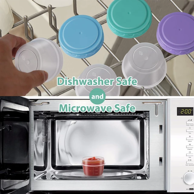 Alt view image 6 of 7 - Salad Dressing Container to Go with lids Dishwasher and Microwave Safe | Tiny Condiment Containers with Graduated Lines, Reusable Leakproof Small Sauce Containers for Lunch Box 6 Pcs 2.7 OZ Mixed 1