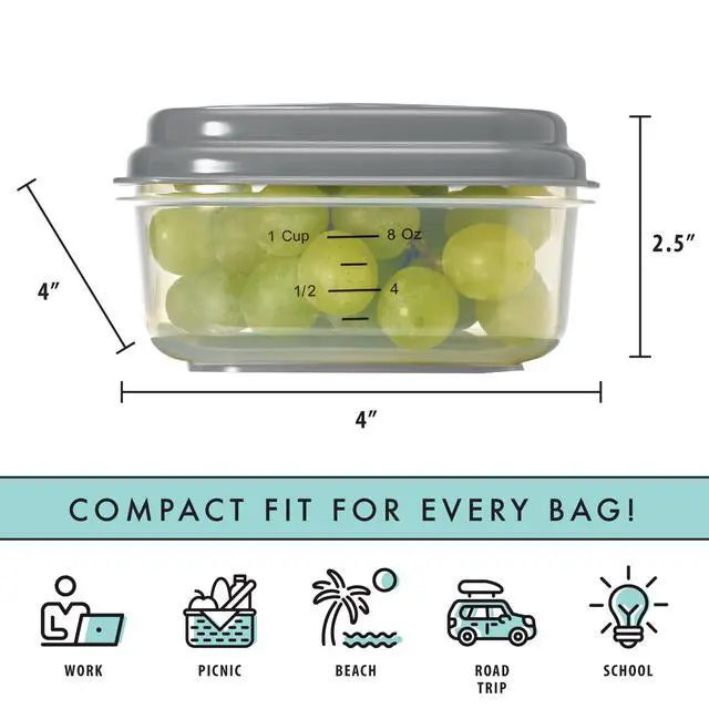 Alt view image 3 of 7 - Small Plastic Containers With Lids 8 oz, Small Snack Containers With Lids For Adults and Kids, Reusable Leakproof Dressing and Condiment Containers With Two Attachable Ice Packs