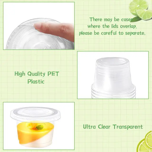 Alt view image 3 of 7 - 100 Pack 8 OZ Disposable Plastic Cups with Flat Lids,Clear Dessert Cups Plastic Containers,Mini Plastic Containers for Drink,Yogurt,Parfaits,Soups,Snacks,Salad,Fruit, 3.5 x 2.5 x 2.5 Inch