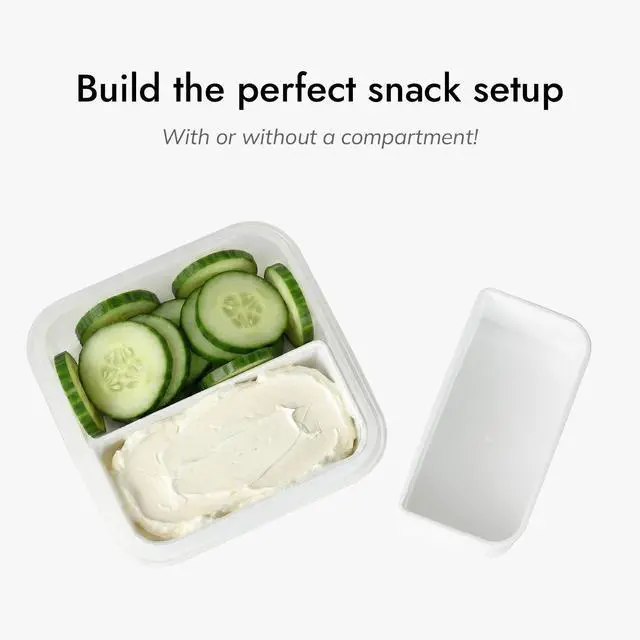 Alt view image 4 of 7 - 2 Compartment Small Snack Containers, 1.1 cup - 2 Pack | Mini Snack Containers for Mini Fridge, Removable Compartments, Airtight Lids, Reusable, BPA Free