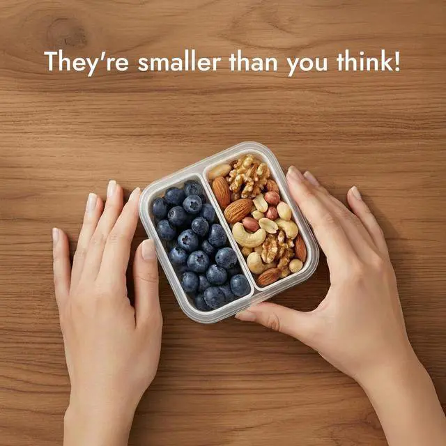 Alt view image 6 of 7 - 2 Compartment Small Snack Containers, 1.1 cup - 2 Pack | Mini Snack Containers for Mini Fridge, Removable Compartments, Airtight Lids, Reusable, BPA Free
