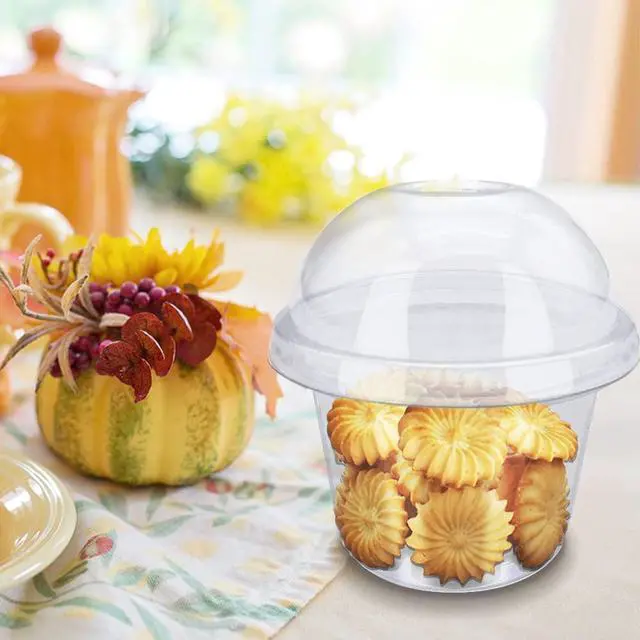 Alt view image 4 of 7 - 50 Pcs 8oz Clear Plastic Cup with Dome Hole Lids,Disposable Dessert Cups,Take away Food Containers Bowls for Ice Cream,Salad,Parfait,Fruit,Drink