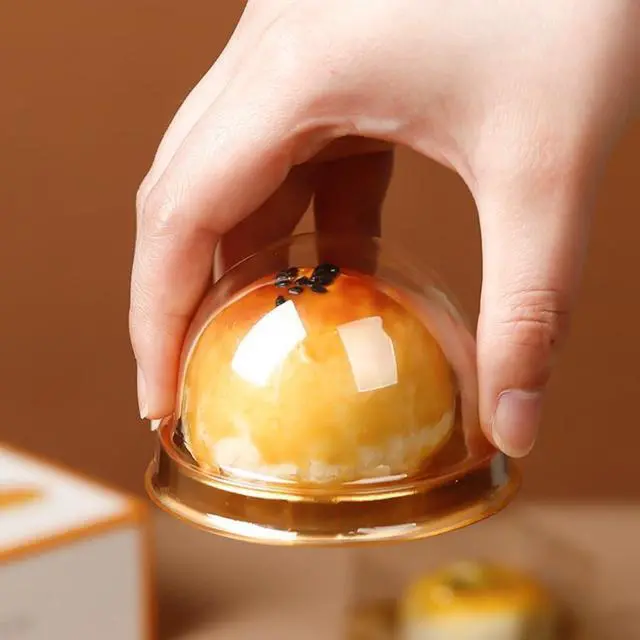 Alt view image 2 of 7 - 50 piece set with lid mini dessert dome, gold flange container, independent mini cupcake box, transparent plastic mini dessert dome, pastries, fruits