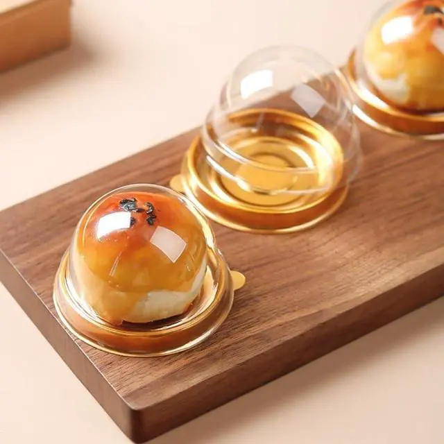 Alt view image 3 of 7 - 50 piece set with lid mini dessert dome, gold flange container, independent mini cupcake box, transparent plastic mini dessert dome, pastries, fruits