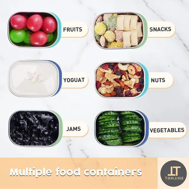 Alt view image 6 of 7 - Small (1 CUP) Stainless Steel Snack Containers for Kids | Easy Open Leak Proof Food Containers with Silicone Lids - Perfect Metal Toddler Lunch Box for Daycare and School (8oz)