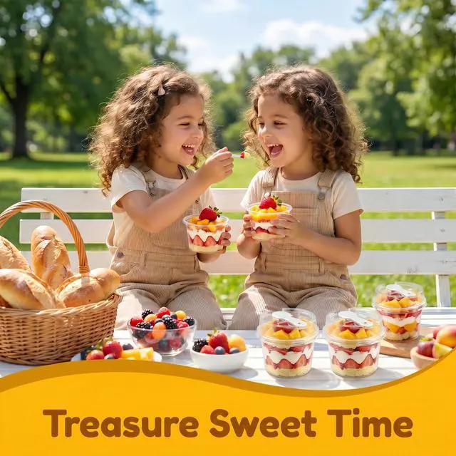 Alt view image 4 of 7 - 50 Pack 8 oz Plastic Dessert Cups with Lids and Spoons, | Banana Pudding Cups with Lids Mini Dessert Shooters for Party Individual Yogurt Parfait Jello Fruit Trifle
