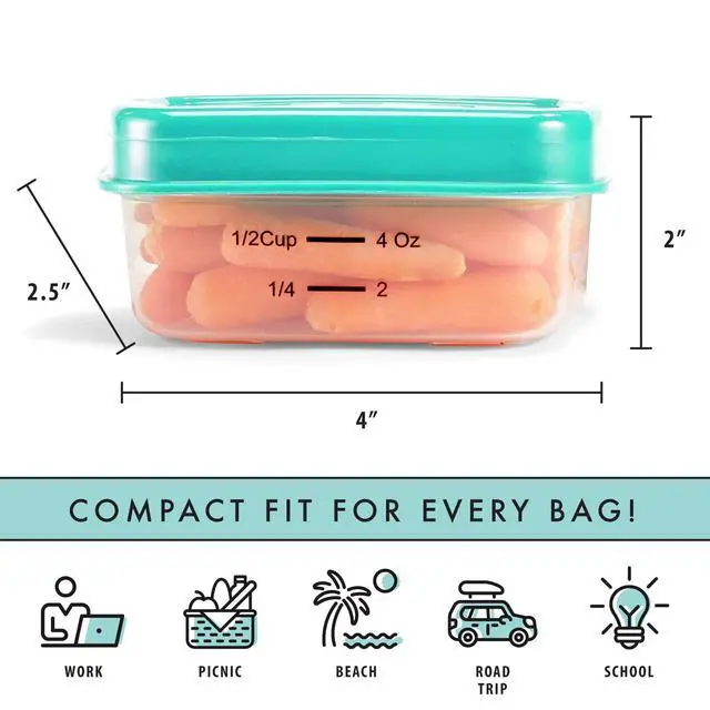Alt view image 3 of 7 - 1/2-Cup Snack Set, Condiment & Salad Dressing Containers, Reusable & Leakproof Lunch Containers, Perfect for Insulated Lunch Bag, Lunch Box & More, 5PK, Multicolor