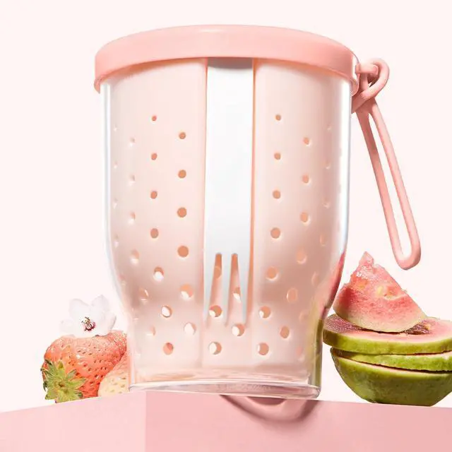 Main image of 25 Oz Travel Fruit Cups for Car,Fruit Salad Storage Cup with Fork and Lids,Leakproof Reusable Snack Containers,Airtight Food Storage Containers,Reusable for Travel,Party,Office (Pink)