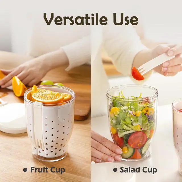 Alt view image 7 of 7 - 25 Oz Travel Fruit Cups for Car,Fruit Salad Storage Cup with Fork and Lids,Leakproof Reusable Snack Containers,Airtight Food Storage Containers,Reusable for Travel,Party,Office (Pink)