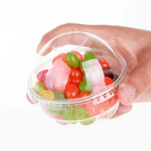 Main image of 3.5oz-30sets Clear Plastic Cups for Ice Cream, Snack Bowl with Dome lids No Hole