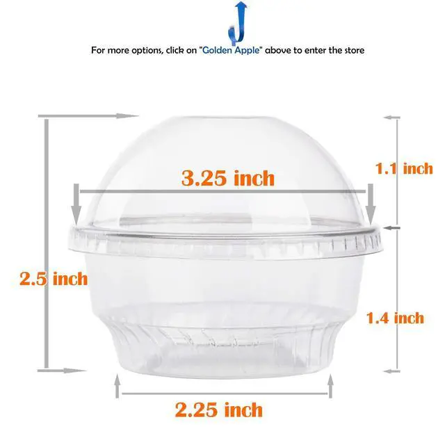 Alt view image 2 of 6 - 3.5oz-30sets Clear Plastic Cups for Ice Cream, Snack Bowl with Dome lids No Hole
