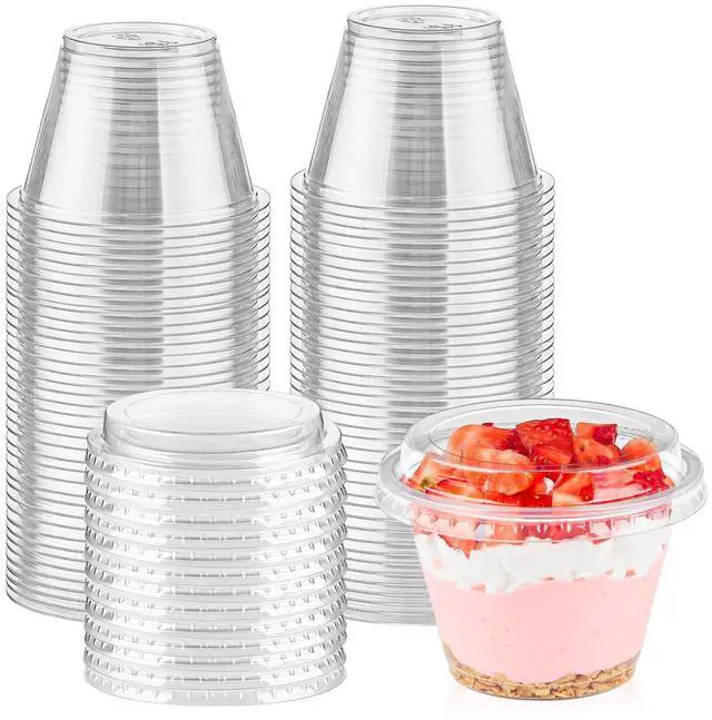 Main image of 6 oz Plastic Dessert Cups with Lids, 50 Pack | Small Clear Parfait Cups, Mini Plastic Cups with Lids, for Cakes, Puddings, Fruits, Ice Creams, Dessert Shot Glasses, Bulk