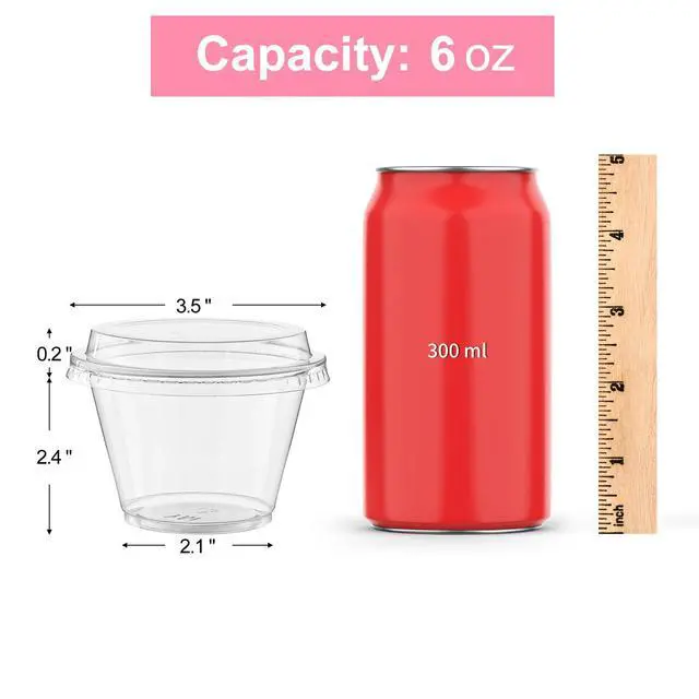 Alt view image 2 of 7 - 6 oz Plastic Dessert Cups with Lids, 50 Pack | Small Clear Parfait Cups, Mini Plastic Cups with Lids, for Cakes, Puddings, Fruits, Ice Creams, Dessert Shot Glasses, Bulk