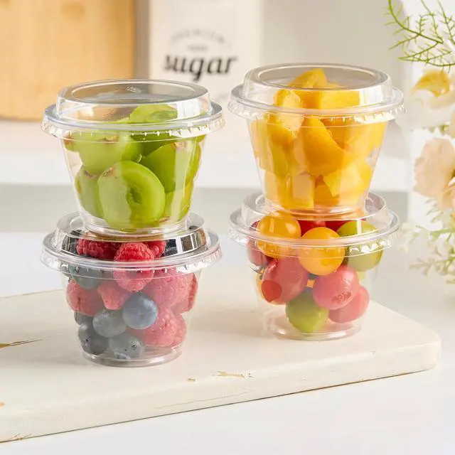 Alt view image 6 of 7 - 6 oz Plastic Dessert Cups with Lids, 50 Pack | Small Clear Parfait Cups, Mini Plastic Cups with Lids, for Cakes, Puddings, Fruits, Ice Creams, Dessert Shot Glasses, Bulk