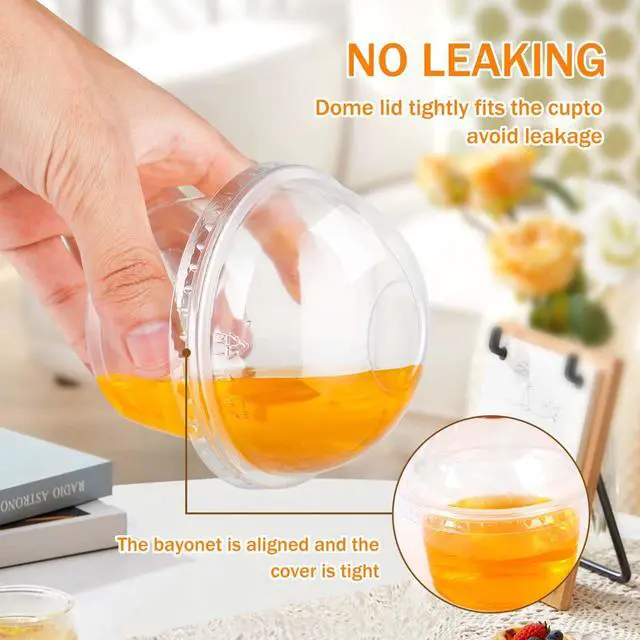 Alt view image 4 of 7 - 50 Packs Dessert Cups with Lids, 8 OZ Disposable Plastic Cups with Dome Lids and Fork,Clear Desert Cup Mini Party Serving Container for Parfait Fruit Pudding Jello Ice Cream Drink Yogurt Cake