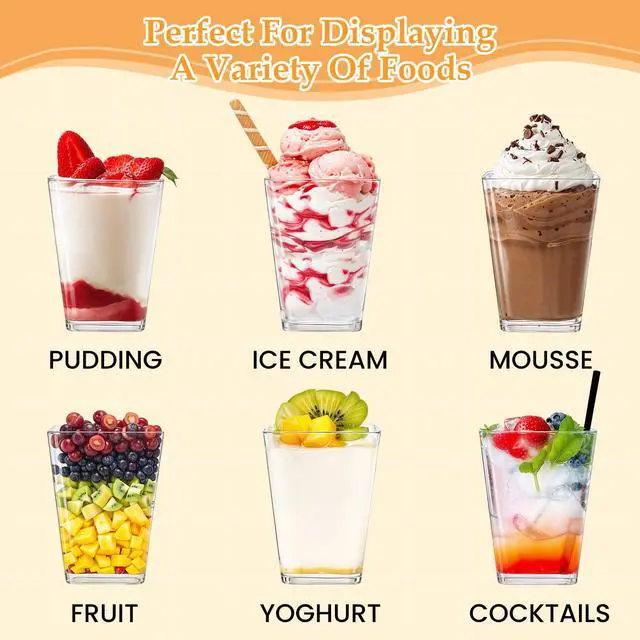 Alt view image 5 of 6 - 165 Pcs 5oz Clear Plastic Dessert Cups with Lids & Spoons BPA-Free Mini Parfait & Pudding Cups, Disposable or Reusable Appetizer Containers