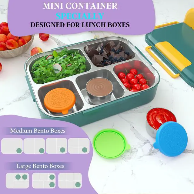 Alt view image 7 of 7 - 6x1.6 Oz Salad Dressing Containers with Lids | Leakproof, Reusable, Stainless Steel, Small, For Lunch Boxes, Sauce Cup, Picnics, Travel, Meal Prep, Kitchen Storage