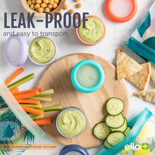Alt view image 4 of 4 - 4oz Reusable Plastic Condiment Containers with Lids, 6 Pack, Fruit | Leakproof Condiment Jars, 6 Pack. BPA-Free, Great For Dressings, Dips, Sauces, And Lunchboxes On The Go.